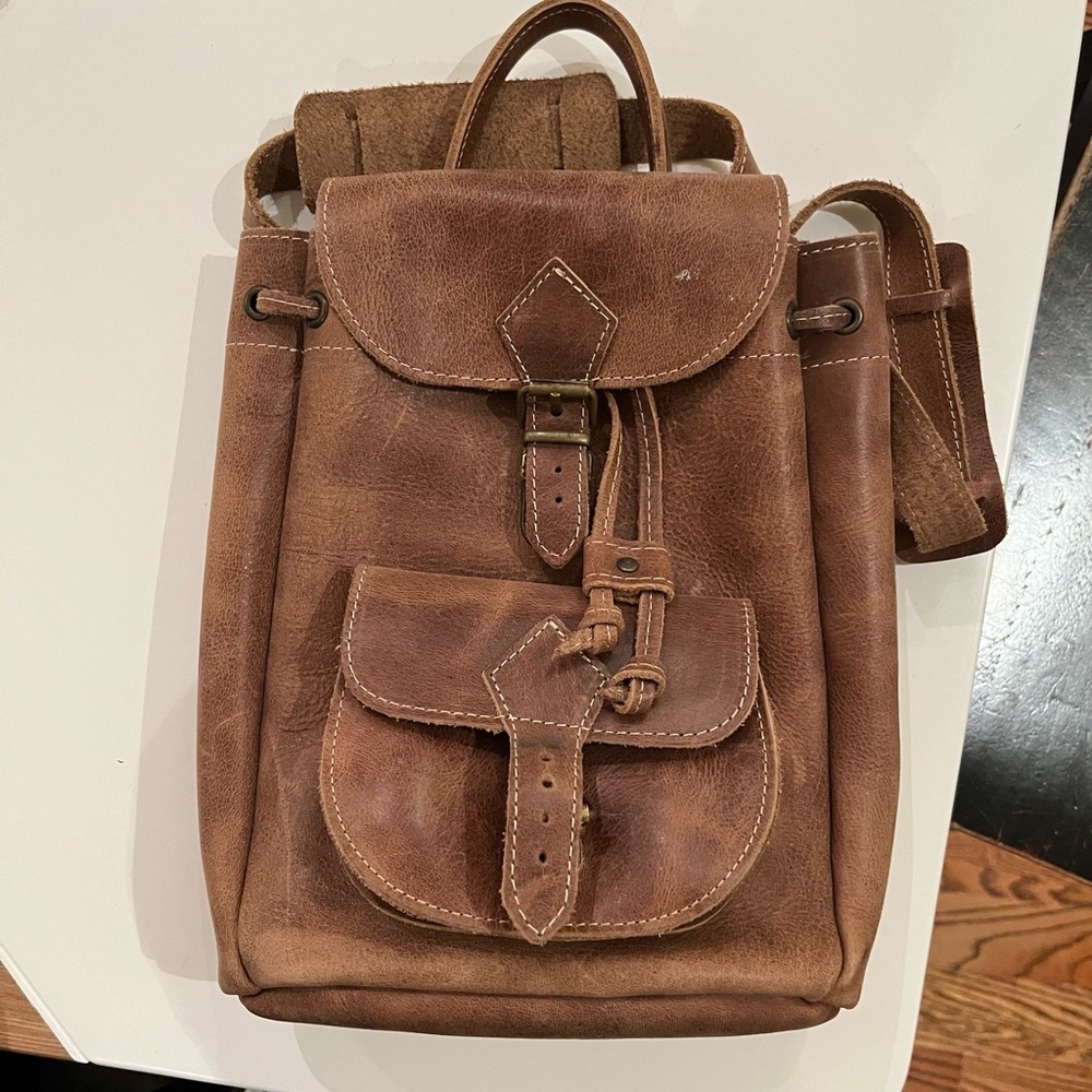 Small Brown Leather Backpack